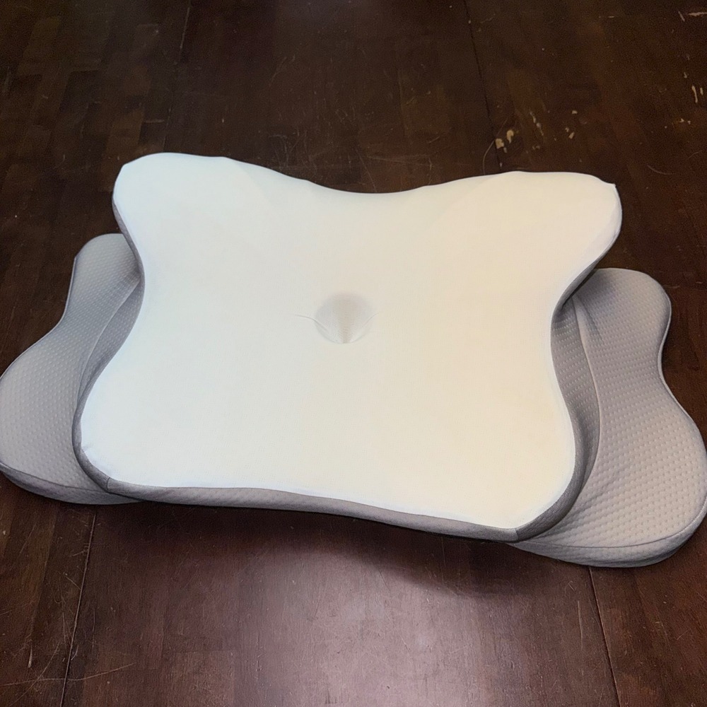 DONAMA Cervical Pillow Unisex 27x16 White Gray Ergonomic Memory Foam Contour